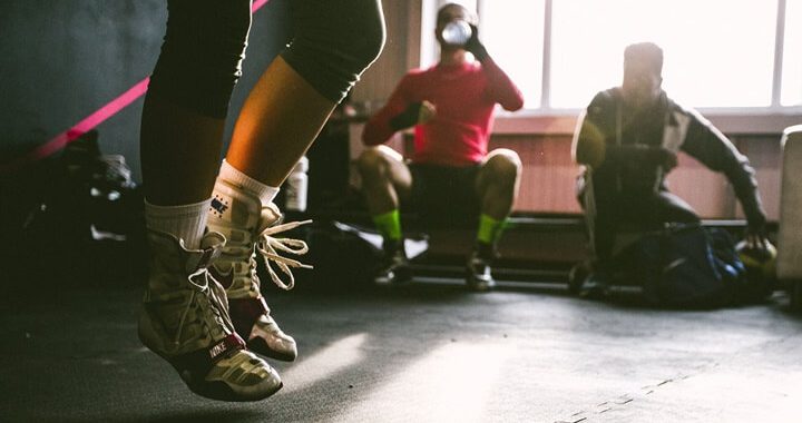 Person's legs during workout